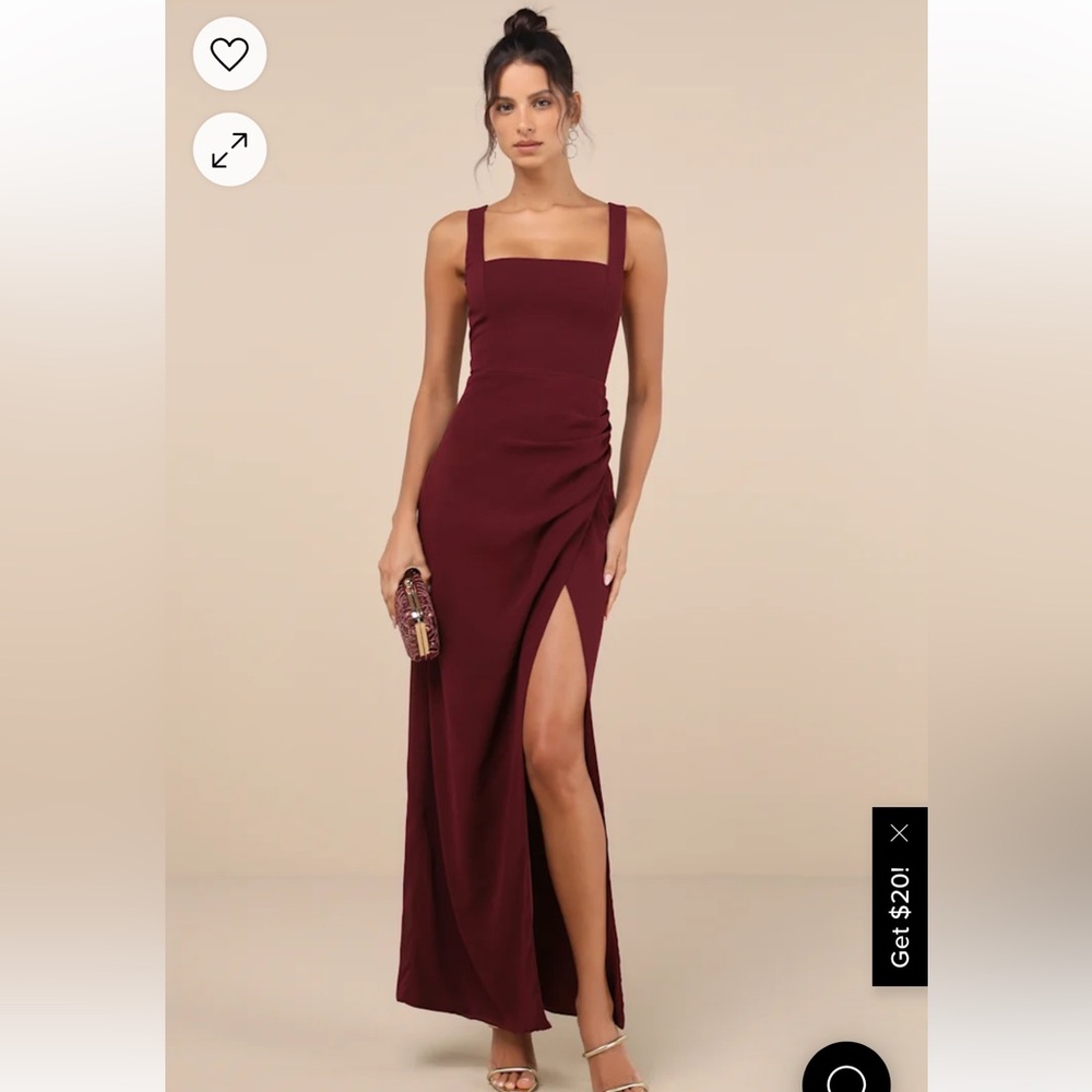 Glamorous Disposition Burgundy Ruched Maxi Dress